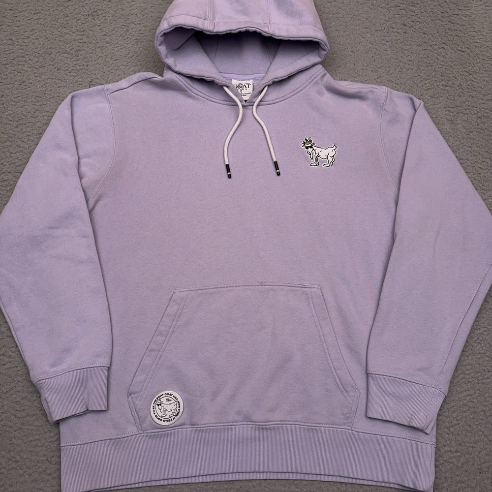 Goat USA Pullover Hoodie Men's Large Lilac Heavyweight Hooded Sweatshirt